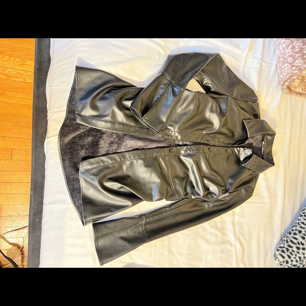 ZARA black Leather Button Down